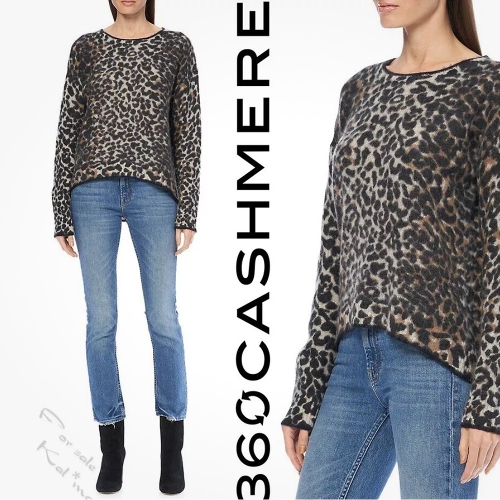 360CASHMERE XS Frankie cheetah oversized cashmere soft luxurious fine sweater